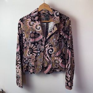 My Michelle Floral Paisley Vintage Cropped Blazer